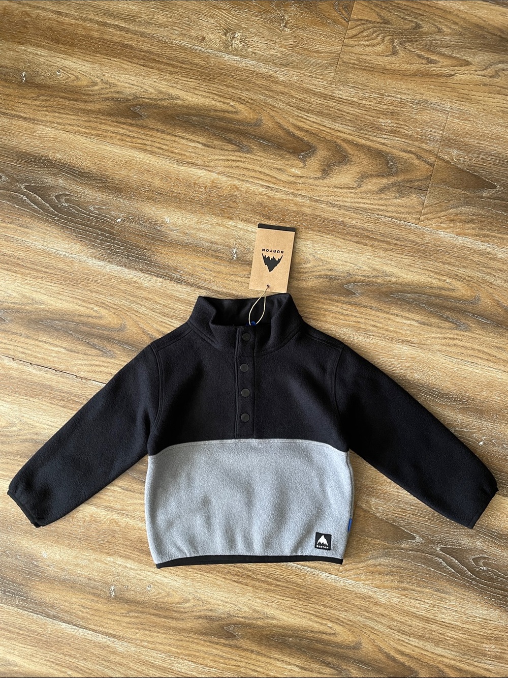 Burton Cinder Fleece Anorak - Toddlers in True Black / Heather Gray NWT